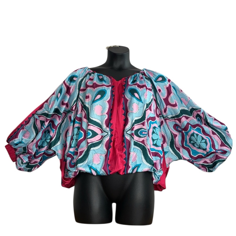 Akira Silky Blouse Dolman Sleeves Balloon Hem Size Medium NWT